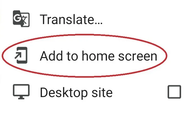 Android step 2: Tap Add to Home Screen to pop up installation for M2 App.